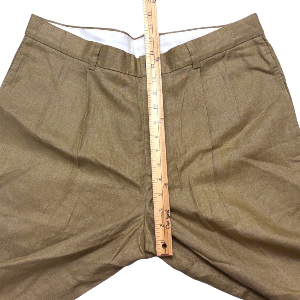 Vtg Brooks Brothers 100% Linen Pleated Pants Men 36x30 Tan Khaki Cuff High Waist - Picture 8 of 9